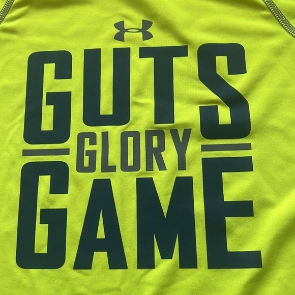 Under Armour Guts Glory Game Neon Yellow and Blue Shirt Size YSM - Picture 2 of 4